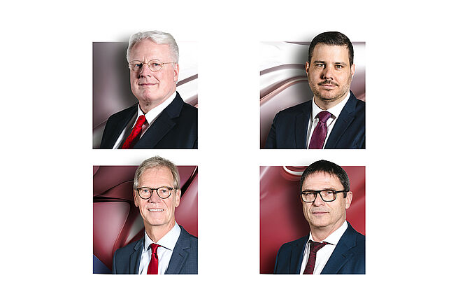 Foto 2: Koenig & Bauer Vorstand Koenig & Bauer Vorstand (obere Reihe: v. l. n. r.): Dr. Andreas Pleßke (CEO), Dr. Stephen M. Kimmich (CFO / Deputy CEO), (untere Reihe: v. l. n. r.) Ralf Sammeck (Mitglied des Vorstands), Christoph Müller (Mitglied des Vorstands) Danksagung: Koenig & Bauer wird auch im kommenden Jahr die Entwicklungen des Marktes und die Bedürfnisse seiner Mitarbeiter, Kunden und Aktionäre zur Grundlage des Handels machen. Die strategischen Entscheidungen, die im vergangenen Jahr getroffen wurden, bilden eine solide Grundlage für die Zukunft. Dafür und für die langjährige Treue und Loyalität bedankt sich der Vorstand bei allen Beteiligten herzlich. (2)